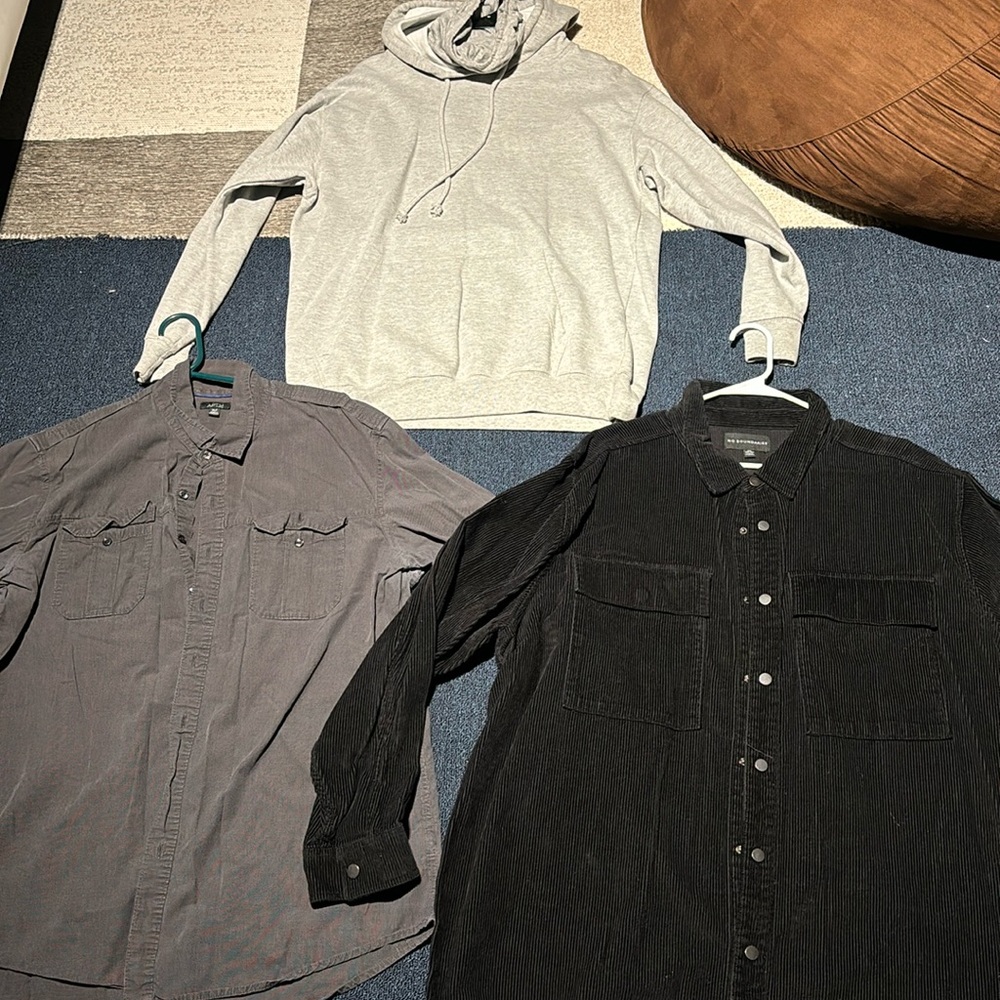 BUNDLE!! CORDUROY JACKET, FLANNEL, & WHOOL HOODIE!! $9 per jacket!